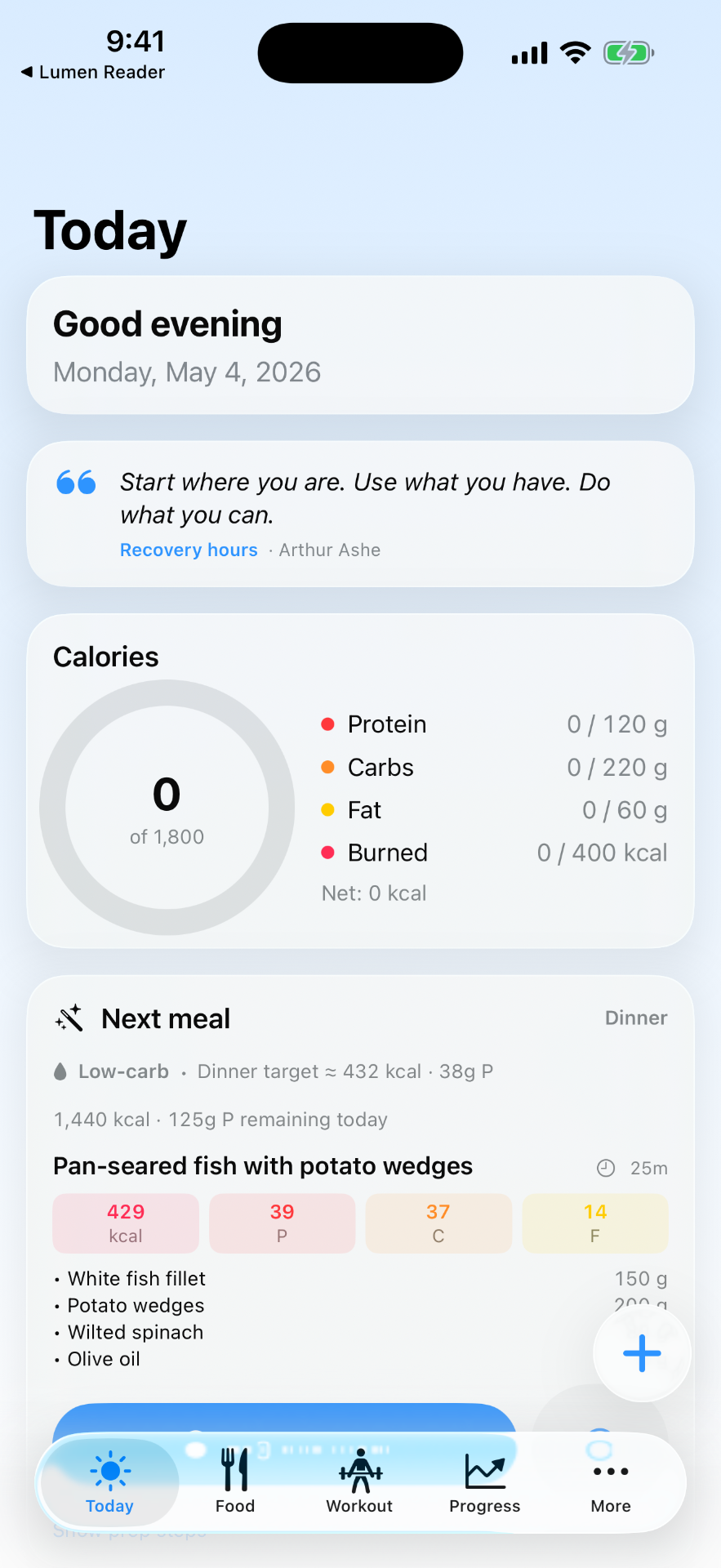 FitBytes Today screen